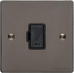 Elite Flat Plate Range - Polished Black Nickel - Unswitched Spur (13 Amp)