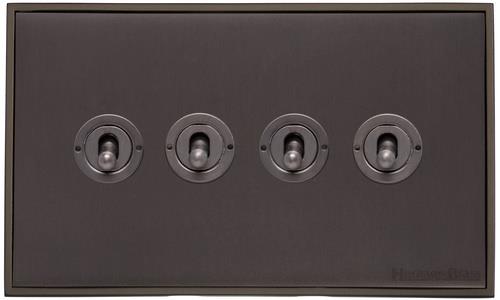 Heritage Brass Electrical, Executive Range - Matt Bronze - 4 Gang Dolly Switch, 4 Gang Dolly Switch, 20 Amp 2 Way Dolly Switches, 4 Gang Dolly Switch