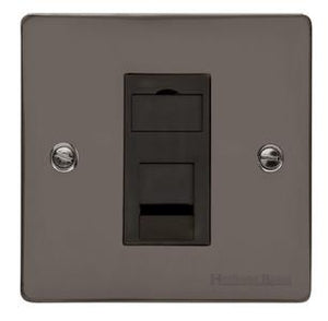 Heritage Brass Electrical, Elite Flat Plate Range - Polished Black Nickel - 1 Gang RJ45, 1 Gang RJ45, 1 Gang RJ45, Telephone and Data Sockets