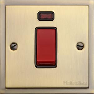 Elite Stepped Plate Range - Antique Brass - 45A Switch with Neon (single plate)