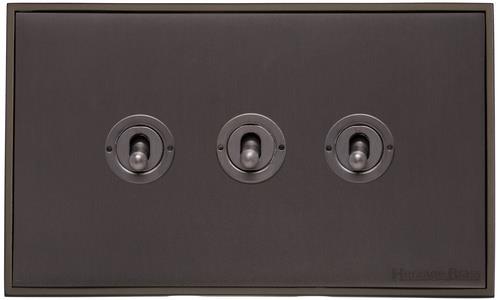 Heritage Brass Electrical, Executive Range - Matt Bronze - 3 Gang Dolly Switch, 3 Gang Dolly Switch, 20 Amp 2 Way Dolly Switches, 3 Gang Dolly Switch