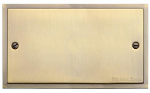 Heritage Brass Electrical, Elite Stepped Plate Range - Antique Brass - Double Blank Plate, Double Blank Plate, Blanking Plates, Double Blank Plate