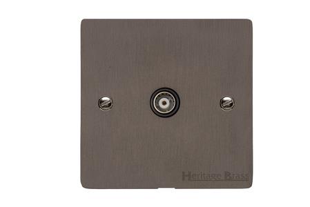 Heritage Brass Electrical, Elite Flat Plate Range - Matt Bronze - 1 Gang Isolated TV Coaxial Socket, 1 Gang Isolated TV Coaxial Socket, 1 Gang Isolated TV Coaxial Socket, TV and Satellite Sockets