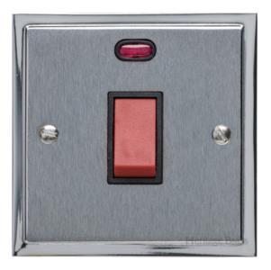 Elite Stepped Plate Range - Satin Chrome - 45A Switch with Neon (single plate)