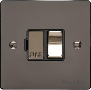 Heritage Brass Electrical, Elite Flat Plate Range - Polished Black Nickel - Switched Spur (13 Amp), Switched Spur (13 Amp), 13 Amp Fused Spur Units, Switched Spur (13 Amp)