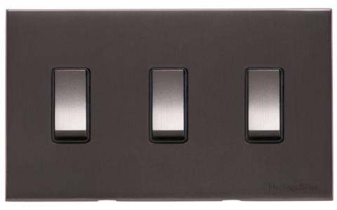 Heritage Brass Electrical, Winchester Range - Matt Bronze - 3 Gang 10 Amp Switch (Double Plate), 3 Gang 10 Amp Switch (Double Plate), 3 Gang 10 Amp Switch (Double Plate), Others