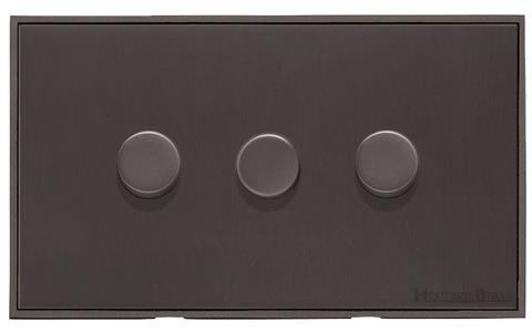 Heritage Brass Electrical, Executive Range - Matt Bronze - 3 Gang Dimmer (400 watts), 3 Gang Dimmer (400 watts), 2 Way Push On/Off Dimmer Switches, 3 Gang Dimmer (400 watts)