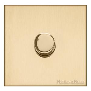 Heritage Brass Electrical, Winchester Range - Satin Brass - 1 Gang Trailing Edge Dimmer, 1 Gang Trailing Edge Dimmer, 1 Gang TED Dimmer (Compatible with LED Lamps), 1 Gang Trailing Edge Dimmer