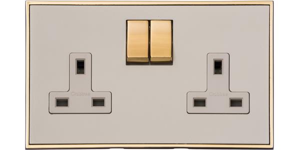 Heritage Brass Electrical, Executive Range - Satin Nickel - Double Socket (13 Amp), Double Socket (13 Amp), 13 AMP Switched Sockets, Double Socket (13 Amp)