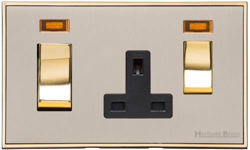 Heritage Brass Electrical, Executive Range - Satin Nickel - 45A Cooker Unit/13A Socket, 45A Cooker Unit/13A Socket, 45 AMP Cooker Switches, 45A Cooker Unit/13A Socket