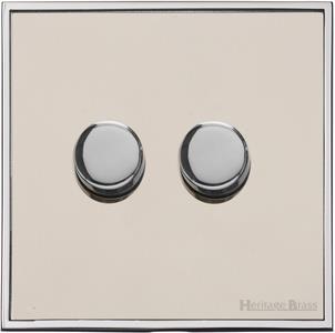 Heritage Brass Electrical, Executive Range - Satin Nickel - 2 Gang Dimmer (250 watts), 2 Gang Dimmer (250 watts), 2 Gang Dimmer (250 watts), 2 Way Push On/Off Dimmer Switches