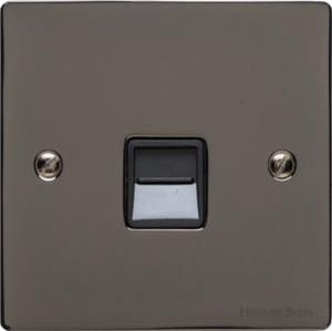 Heritage Brass Electrical, Elite Flat Plate Range - Polished Black Nickel - 1 Gang Master Line Socket, 1 Gang Master Line Socket, 1 Gang Master Line Socket, Telephone and Data Sockets