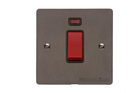 Heritage Brass Electrical, Elite Flat Plate Range - Matt Bronze - 45A Switch with Neon (single plate), 45A Switch with Neon (single plate), 45 AMP Cooker Switches, 45A Switch with Neon (single plate)