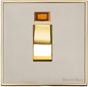 Heritage Brass Electrical, Executive Range - Satin Nickel - 45A Switch with Neon (single plate), 45A Switch with Neon (single plate), 45 AMP Cooker Switches, 45A Switch with Neon (single plate)