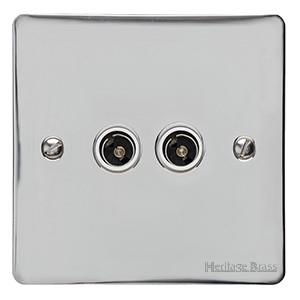 Heritage Brass Electrical, Elite Flat Plate Range - Polished Chrome - TV/FM Diplexed Socket, TV/FM Diplexed Socket, TV and Satellite Sockets, TV/FM Diplexed Socket