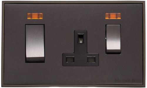 Heritage Brass Electrical, Executive Range - Matt Bronze - 45A Cooker Unit/13A Socket, 45A Cooker Unit/13A Socket, 45 AMP Cooker Switches, 45A Cooker Unit/13A Socket