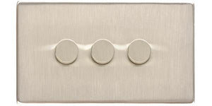 Heritage Brass Electrical, Studio Range - Satin Nickel - 3 Gang Trailing Edge Dimmer, 3 Gang Trailing Edge Dimmer, 3 Gang Trailing Edge Dimmer, Trailing Edge Dimmers