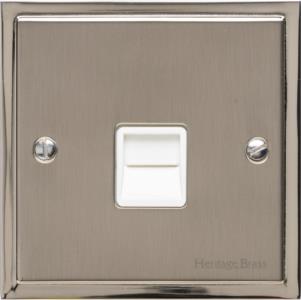 Elite Stepped Plate Range - Satin Nickel - 1 Gang Master Line Socket