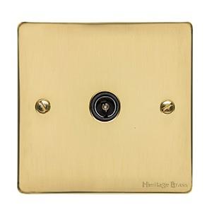 Elite Flat Plate Range - Polished Brass - 1 Gang Isolated TV Coaxial Socket