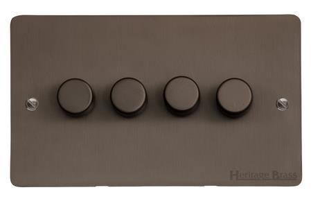Elite Flat Plate Range - Matt Bronze - 4 Gang Dimmer (400 watts)