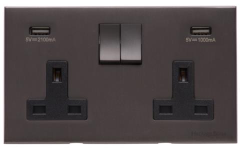 Winchester Range - Matt Bronze - Double USB Socket (13 Amp)