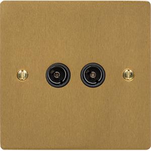 Heritage Brass Electrical, Elite Flat Plate Range - Satin Brass - TV/FM Diplexed Socket, TV/FM Diplexed Socket, TV and Satellite Sockets, TV/FM Diplexed Socket