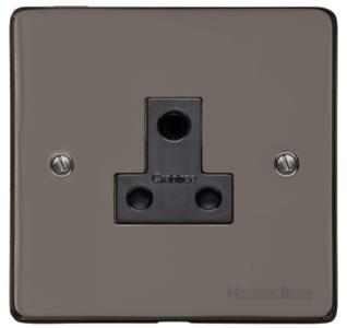 Heritage Brass Electrical, Elite Flat Plate Range - Polished Black Nickel - 5 Amp 3 Round Pin Socket, 5 Amp 3 Round Pin Socket, 5 Amp 3 Round Pin Socket, Miscellaneous Sockets