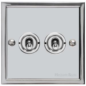 Elite Stepped Plate Range - Polished Chrome - 2 Gang Dolly Switch