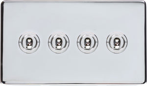 Heritage Brass Electrical, Studio Range - Polished Chrome - 4 Gang Dolly Switch, 4 Gang Dolly Switch, 20 Amp 2 Way Dolly Switches, 4 Gang Dolly Switch