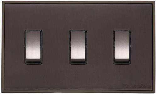 Heritage Brass Electrical, Executive Range - Matt Bronze - 3 Gang 10 Amp Switch (Double Plate), 3 Gang 10 Amp Switch (Double Plate), 3 Gang 10 Amp Switch (Double Plate), Others