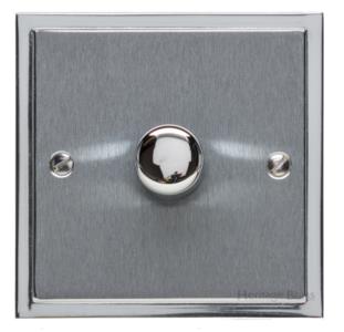 Heritage Brass Electrical, Elite Stepped Plate Range - Satin Chrome - 1 Gang Dimmer (250 watts), 1 Gang Dimmer (250 watts), 1 Gang Dimmer (250 watts), 2 Way Push On/Off Dimmer Switches