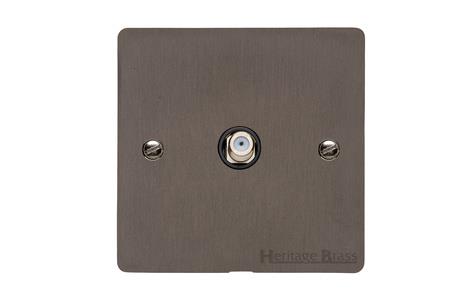 Heritage Brass Electrical, Elite Flat Plate Range - Matt Bronze - 1 Gang Satellite Socket, 1 Gang Satellite Socket, 1 Gang Satellite Socket, TV and Satellite Sockets