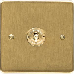 Heritage Brass Electrical, Elite Flat Plate Range - Satin Brass - 1 Gang Intermediate Dolly Switch, 1 Gang Intermediate Dolly Switch, 1 Gang Intermediate Dolly Switch, 20 Amp 2 Way Dolly Switches