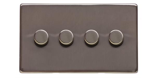 Heritage Brass Electrical, Studio Range - Polished Bronze - 4 Gang Dimmer (400 watts), 4 Gang Dimmer (400 watts), 2 Way Push On/Off Dimmer Switches, 4 Gang Dimmer (400 watts)