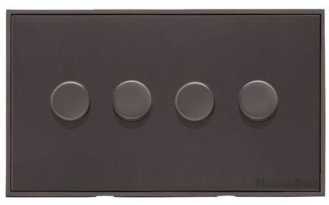 Heritage Brass Electrical, Executive Range - Matt Bronze - 4 Gang Dimmer (400 watts), 4 Gang Dimmer (400 watts), 2 Way Push On/Off Dimmer Switches, 4 Gang Dimmer (400 watts)