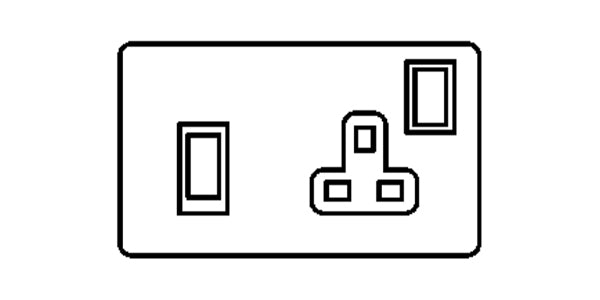 Heritage Brass Electrical, Primed White Flat Square Plate QPW - 45A Cooker Unit/13A Socket, 45A Cooker Unit/13A Socket, 45 Amp Cooker Switches, 45A Cooker Unit + 13A Socket