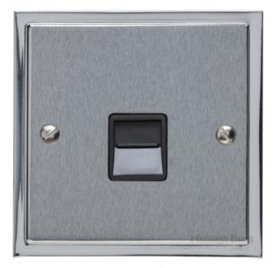 Elite Stepped Plate Range - Satin Chrome - 1 Gang Master Line Socket