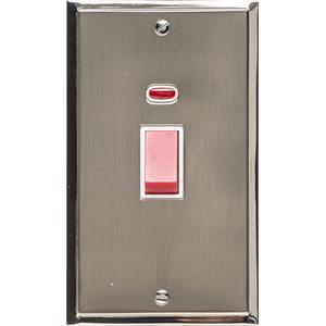Elite Stepped Plate Range - Satin Nickel - 45A Switch with Neon (tall plate)