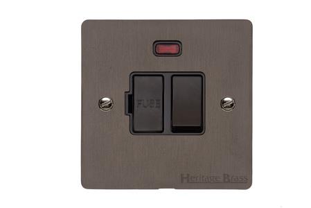 Heritage Brass Electrical, Elite Flat Plate Range - Matt Bronze - Switched Spur with Neon (13 Amp), Switched Spur with Neon (13 Amp), 13 Amp Fused Spur Units, Switched Spur with Neon (13 Amp)