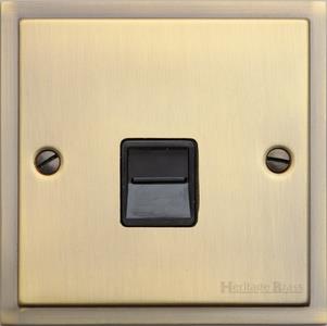 Heritage Brass Electrical, Elite Stepped Plate Range - Antique Brass - 1 Gang Master Line Socket, 1 Gang Master Line Socket, 1 Gang Master Line Socket, Telephone and Data Sockets