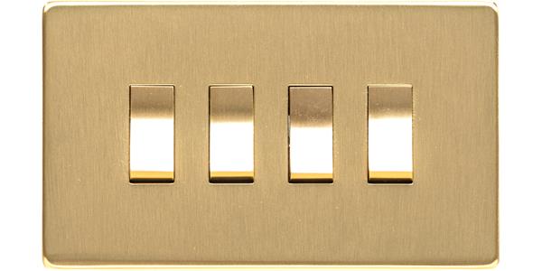 Studio Range - Satin Brass - 4 Gang Switch (10 Amp)