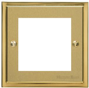 Heritage Brass Electrical, Elite Stepped Plate Range - Satin Brass - 2 Module Euro Plate, 2 Module Euro Plate, 2 Module Euro Plate, Euro Module Plates