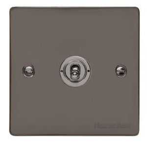 Heritage Brass Electrical, Elite Flat Plate Range - Polished Black Nickel - 1 Gang Intermediate Dolly Switch, 1 Gang Intermediate Dolly Switch, 1 Gang Intermediate Dolly Switch, 20 Amp 2 Way Dolly Switches