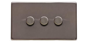 Heritage Brass Electrical, Studio Range - Polished Bronze - 3 Gang Dimmer (250 watts), 3 Gang Dimmer (250 watts), 2 Way Push On/Off Dimmer Switches, 3 Gang Dimmer (250 watts)