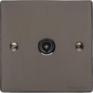 Elite Flat Plate Range - Polished Black Nickel - 1 Gang Non-Isolated TV Coaxial Socket