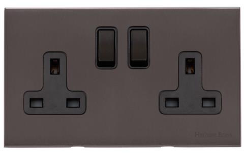 Heritage Brass Electrical, Windsor Range - Matt Bronze - Double Socket (13 Amp), Double Socket (13 Amp), Double Socket (13 Amp)