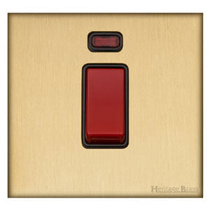 Windsor Range - Satin Brass - 45A DP Cooker Switch with Neon (single plate)