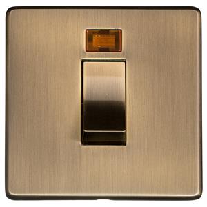 Studio Range - Antique Brass - 45A Switch with Neon (single plate)