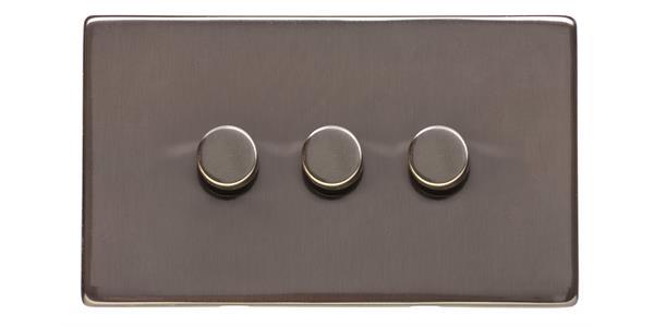 Heritage Brass Electrical, Studio Range - Polished Bronze - 3 Gang Trailing Edge Dimmer, 3 Gang Trailing Edge Dimmer, 3 Gang Trailing Edge Dimmer, Trailing Edge Dimmers