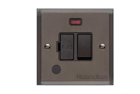 Elite Stepped Plate Range - Matt Bronze - Switched Spur with Neon/Cord (13 Amp)